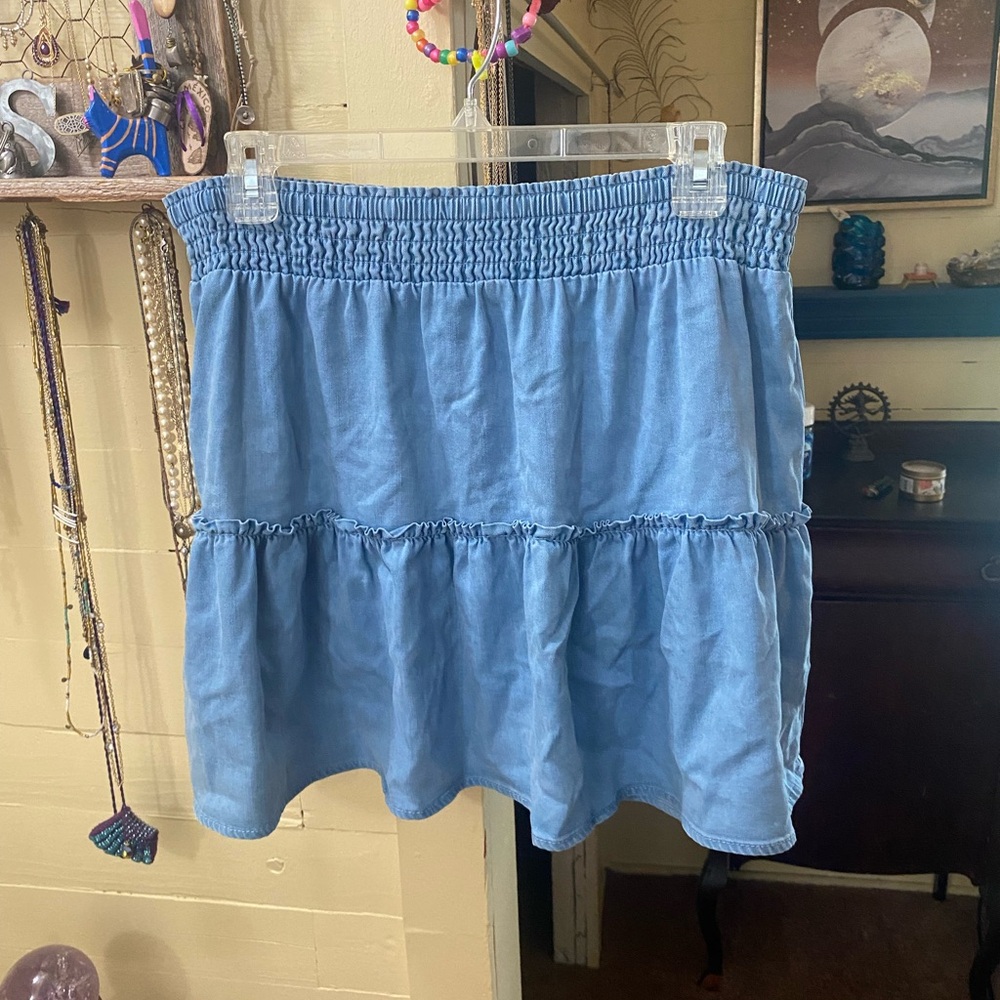 Bar III Blue Smocked Bubble Mini Skirt